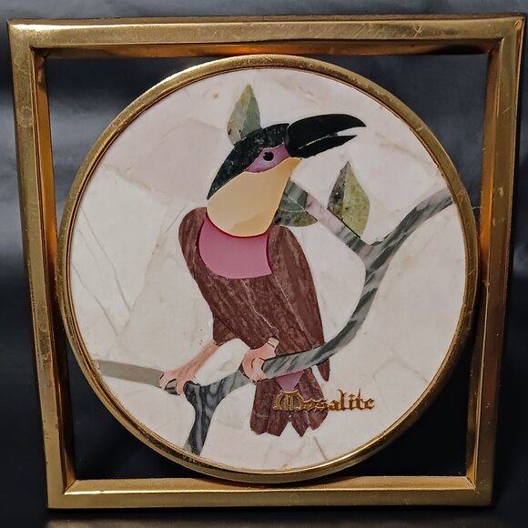 Pietra Dura Mosalite stone accent 4.5x4.5 Brazil art